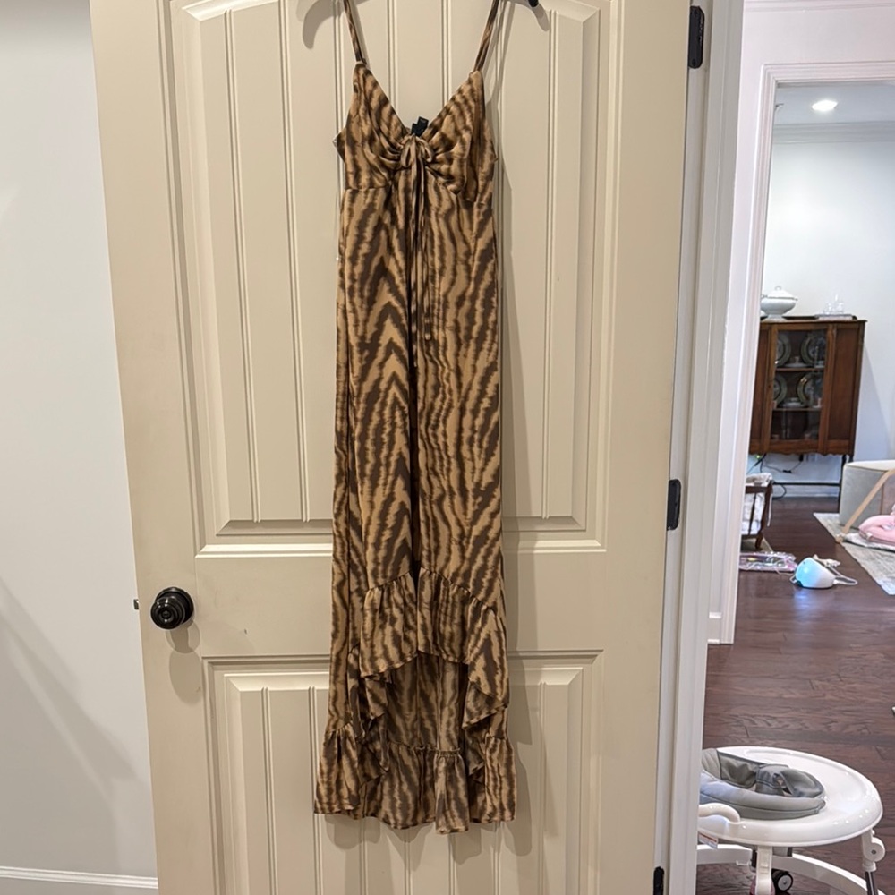 Brown Zebra Print Maxi Dress